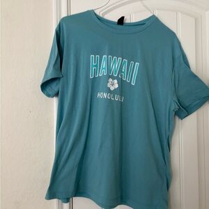 SHEIN Teal Hawaii Honolulu Short Sleeve Tee